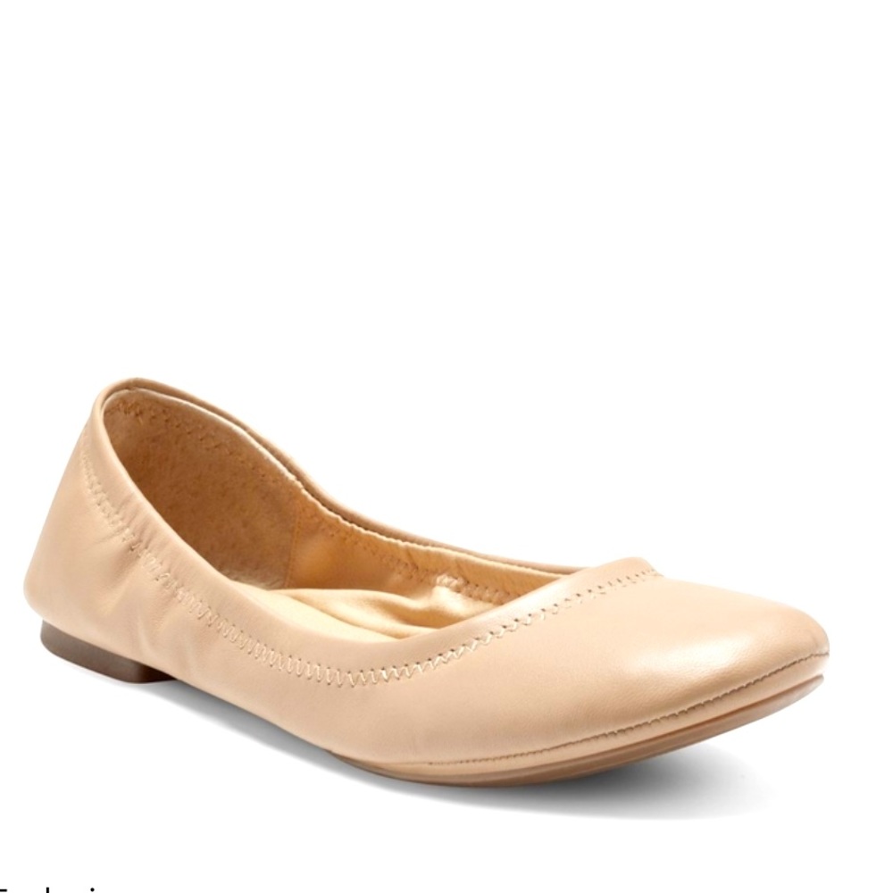 Lucky Brand Emmie Ballet Leather Flats Overflow Beige 7W/37 1/2 Casual Date